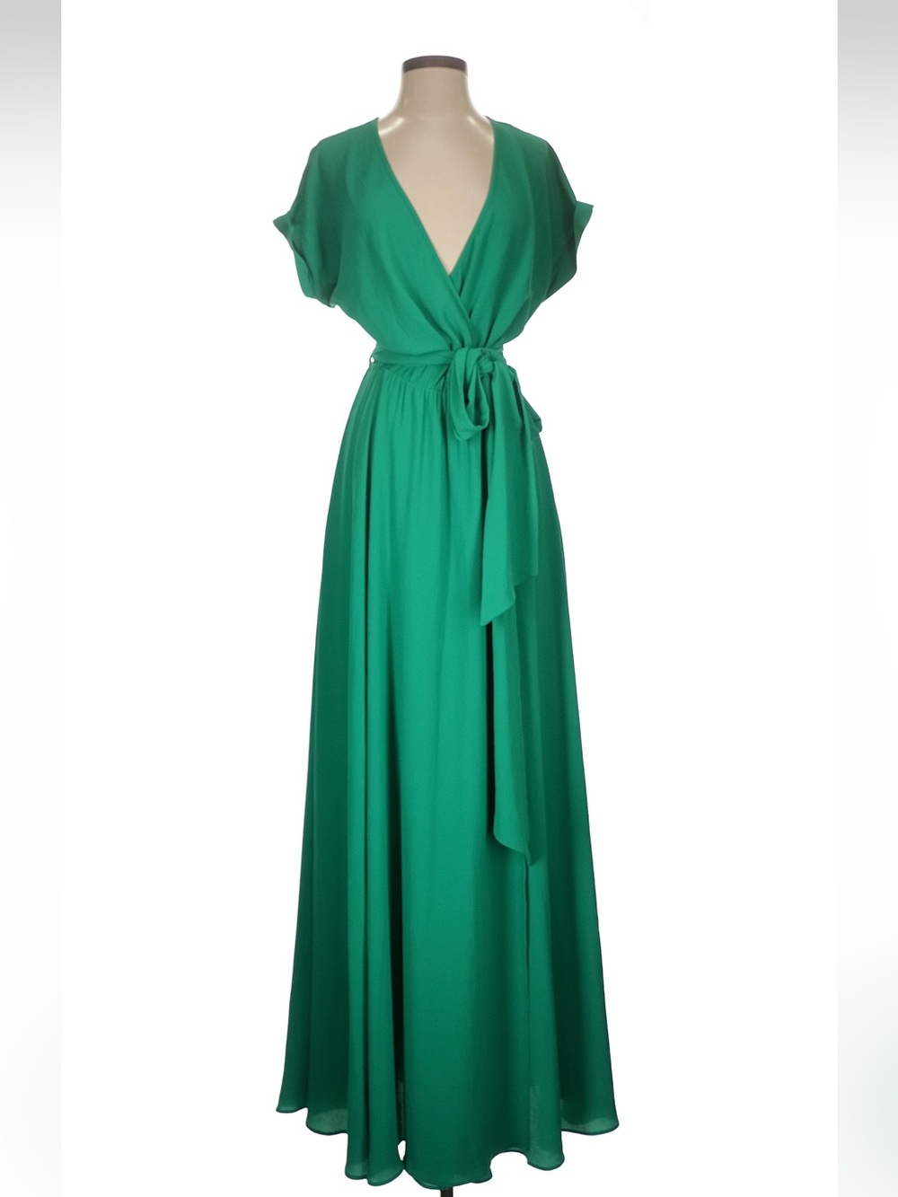 Meghan LA Green Faux Wrap Maxi Dress Sz S